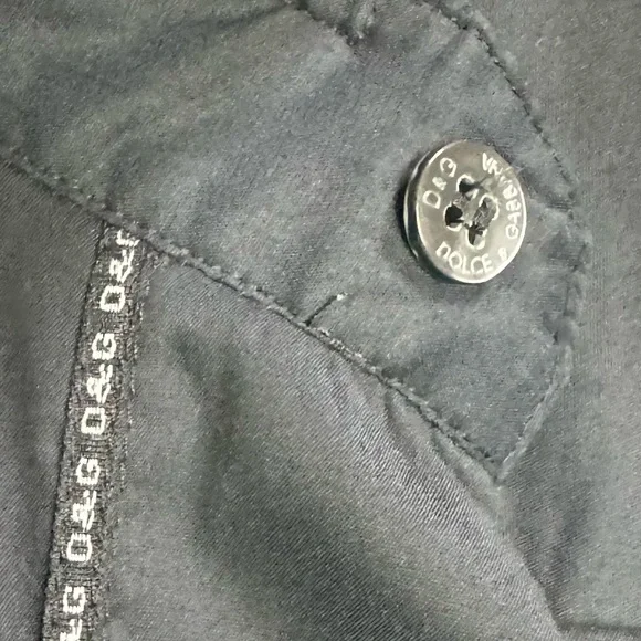 D & G Dolce & Gabbana Logo Cotton Trim Button Top Shirt Long Sleeve Black 54 - Picture 7 of 16